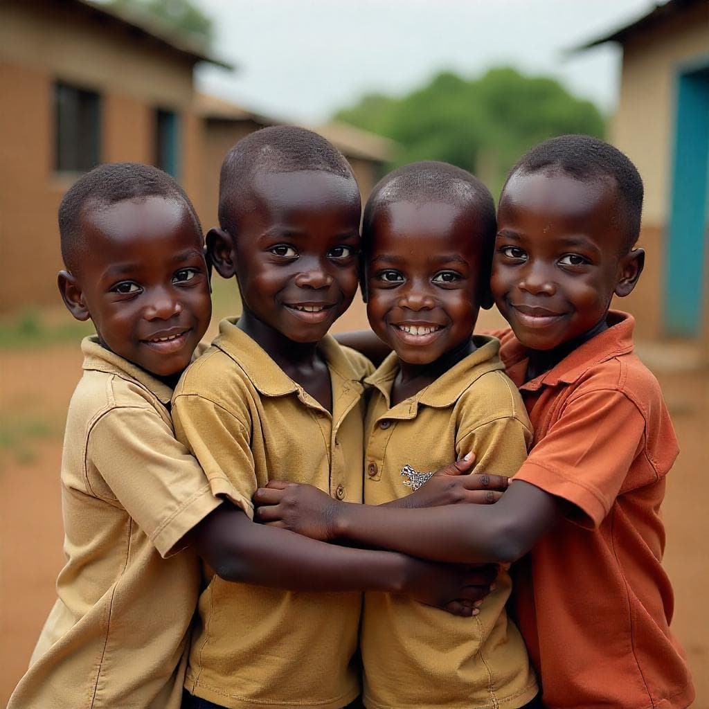 Four children smiling